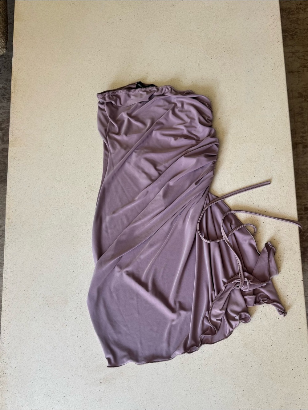 PrettyLittleThing Mauve Strapeless Ruched Mini Dress Going Out Bodycon Going Out